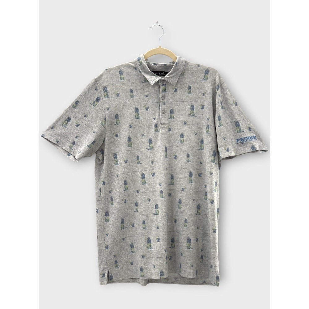 TravisMathew Golf Polo L‎ Performance Pineapple Cocktails Peddie Golf Club Logo